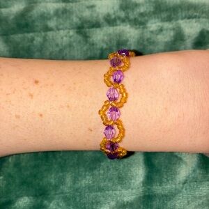 Elegant Purple and Gold Beaded Bracelet